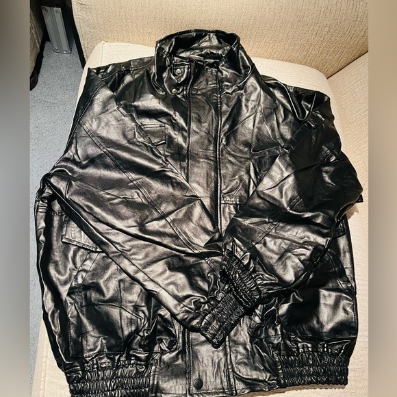 Vintage Leather Nike Jacket Black Large - Picture 3 of 3